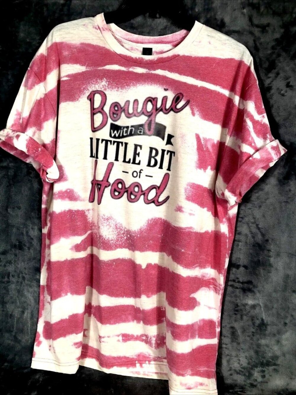 Bougie With A Little Bit Of Hood Tie-Dye Graphic T-Shirt Pink & White Rolled Sle